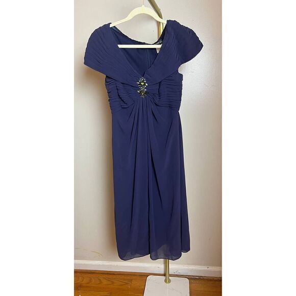 TADASHI SHOJI Purple Jeweled Embellished Silk V-neck Cocktail Dress Sz. 2 - Picture 2 of 7